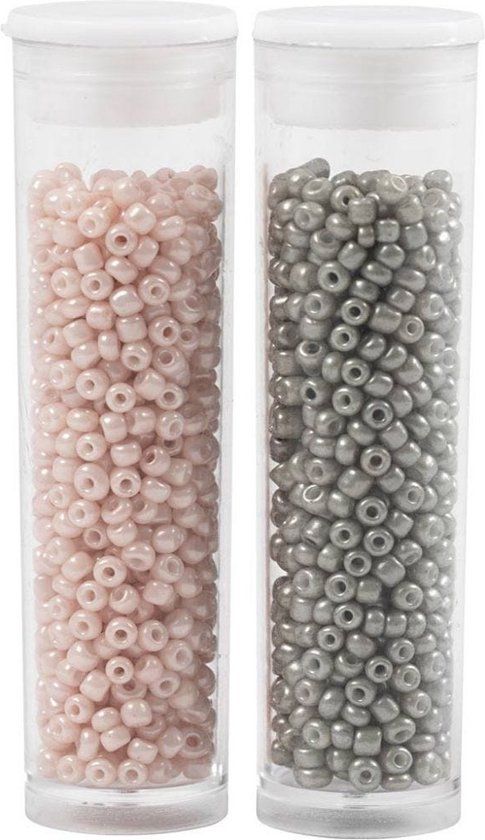 Creativ Company Rocailles - Lichtgrijs/Dusty Rose - 1.7 mm - 2x7 gr