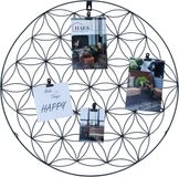HAES deco - Industrieel metalen rond wandrek Heidal zwart diameter 50 cm