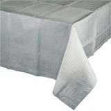 Merkloos Zilver tafelkleed 274 x 137 cm met zilveren tafelloper met glitters voor de kersttafel