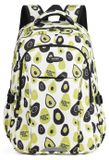 Uni sac à dos, polyester, imprimé avocat, avec fermeture éclair, compartiments multifonctionnels