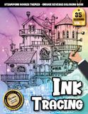 Ink Tracing Book For Adults: Creative Steampunk Houses, Gears, and Mechanical Worlds