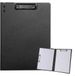 Klembord A4 met deksel, schrijfmap A4 met 2 klemmen, conferentiemap van PU-leer, documentenmap voor kantoor, bouwplaats, school, clipboardmap, zwart