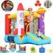 Opblaasbaar slot voor kinderen (2-8 jaar), opblaasbaar slot met ventilator, astronautenspeelplaats en schietruimte, raketkasteel voor binnen- en buitenfeesten