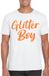 Bellatio Decorations Verkleed T-shirt voor heren - glitter boy - wit - oranje glitter - carnaval S