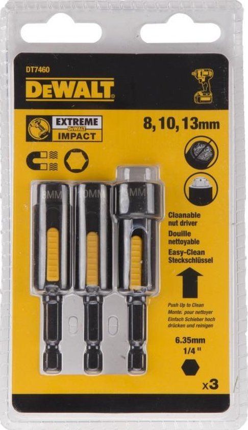 DeWalt DT7460-QZ 3-delige Zeskantdoppenset - Extreme impact bit dopsleutelset