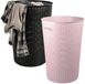 Plasticforte Set paniers à linge Rotan - noir et rose - plastique tressé - 51 litres - 38 x 57 cm - rond