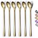 Unyqoos Set de 6 cuillères dorées avec manche long