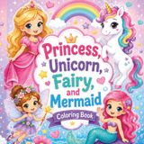 Princess Unicorn Fairy and Mermaid Coloring Book