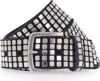 b.belt riem Quinn Silver Leder-Nietengürtel W90 Black zwart