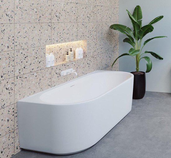 Riho Desire Back to Wall Half Vrijstaand Ligbad - 180x84cm - Mat Wit