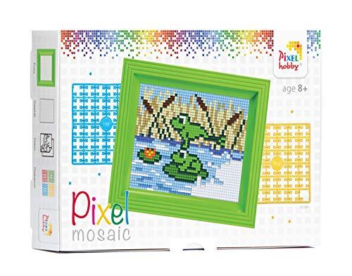 Pracht Creatives Hobby Pixel P31264 Mozaïek geschenkverpakking kikkers, pixelbeeld met frame, kinderlijk eenvoudig insteeksysteem, zonder strijken en lijmen, steentjes van bio-kunststof