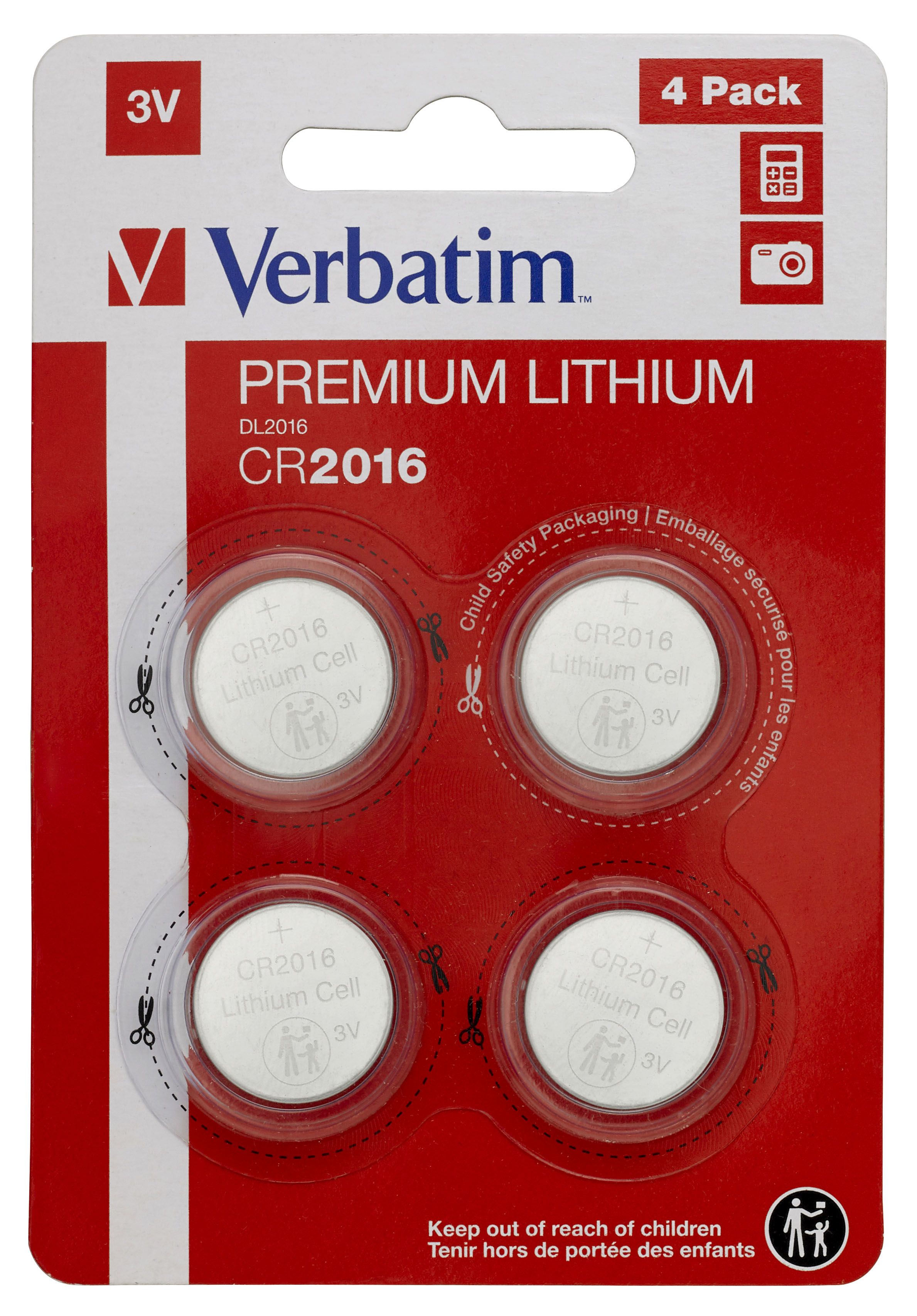 Verbatim CR2016 Lithium Batterijen - 4 stuks