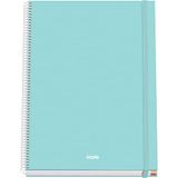 Dohe SERENITY Notitieboek, A4, geruit, 100 vellen, dikte 90 g/m², afmetingen 22,8 x 30 cm, hardcover, ringsluiting en elastiek, 5 mm geruit, schoolmateriaal, serenity groen