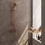 Brauer Gold Edition douche thermostaatkraan SET 02 met glijstang, handdouche en doucheslang - goud geborsteld PVD