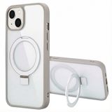 Accezz Hoesje - Geschikt voor Apple iPhone 13 - Ring Stand Backcover geschikt voor MagSafe - Grijs