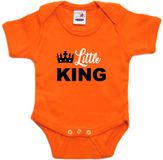 Bellatio Decorations Little king Koningsdag romper met kroontje oranje - babys - Kingsday baby rompers / kleding 92