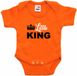 Bellatio Decorations Little king Koningsdag romper met kroontje oranje - babys - Kingsday baby rompers / kleding 92