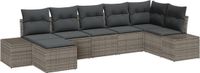 vidaXL Tuinbank Set 7-delig Grijs Polyrattan