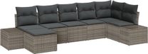 vidaXL Tuinbank Set 7-delig Grijs Polyrattan