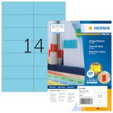 HERMA 4558 Gekleurde Etiketten A4, set van 14 (105 x 42,3 mm, 1.400 velles, papier, mat) zelfklevend, bedrukbaar, permanent Klevende Kleuretiketten, 19.600 etiketten voor printer, blauw