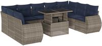 vidaXL 10-delige dining loungeset met kussens, grijs, polyrotan