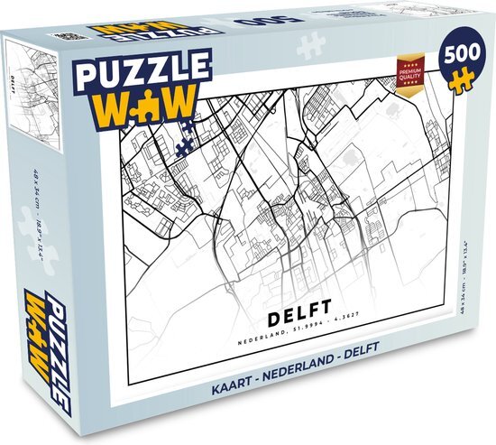 MuchoWow Puzzel Kaart - Nederland - Delft - Legpuzzel - Puzzel 500 stukjes