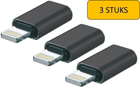 Lightning naar USB-C Adapter - Aluminium - Zwart - 1 Stuk