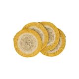 Sous-verres naturels, jonc de mer, jaune, lot de 4, Ø11 cm