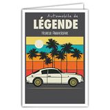 Afie 69-4321 wenskaart voor verjaardag met envelop – mini-poster in het formaat 17 x 11,5 cm – auto-legend, racewagen, sport, palmen, zon, retro, vintage