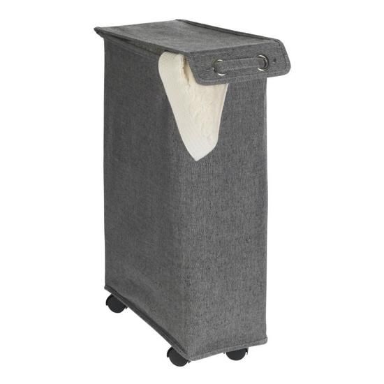 WENKO Wasmand antraciet grijs op wieltjes