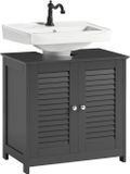 SoBuy Meuble sous lavabo - Meuble de lavabo avec 2 portes et 2 étagères à l'intérieur - Gris