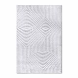 Merkloos / Sans marque Elle Decoration Panglao Modern laagpolig tapijt, woonkamertapijt, wollig, hoog-laag-effect, Skandi, boho, geometrische golven, boog, voor woonkamer, slaapkamer, keuken, wit, 160 x 235 cm