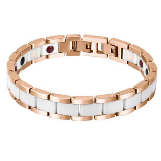 Mendes Keramieken Heren Armband Magnetische Power Rose Wit