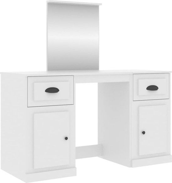vidaXL Kaptafel met spiegel 130x50x132,5 cm wit