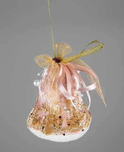 Light Pink Christmas Bell 8x10cm - Christmas Tree Hanging Decorations Festive Decorative Ornaments Fairy Tale Theme Christmas Tree Hanger