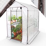 AREBOS Premium foliekas met 2 etages, Kweekkas Vroege kas 120 x 186 x 190 cm