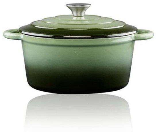 alpina Braadpan - Inductie met Deksel 3,8 L Ø 24 cm - Gietijzeren - Groen