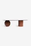 Sissy-Boy - Houten koffietafel met marmer blad en asymmetrisch onderstel