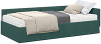 vidaXL Hoekbedframe met Matras Donkergroen Fluweel 90 x 190 cm
