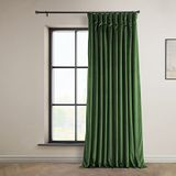 HPD Half Price Drapes Heritage pluche fluwelen gordijnen 274 cm lange kamer verduisterende gordijnen voor slaapkamer en woonkamer 100 W x 108 l, (1 paneel), Eden Green