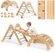 Mamabrum Houten Indoor Speeltoestel Montessori – Pikler Driehoek, Klimboog, Schommel & Glijbaan/Klimwand – Opvouwbare Klimset voor Kinderen tot 50 kg