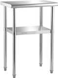 VEVOR Commerciële roestvrijstalen tafel 24" x 18" x 36" roestvrijstalen tweelaagse werktafel Demontagetafel Gastro 181,4 kg + 91 kg Laadvermogen Commerciële keukentafel Voorbereidingstafel Keukenmeubilair