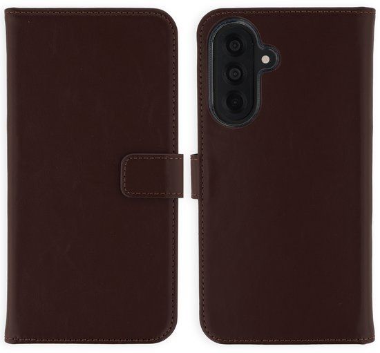 Selencia Echt Leren Bookcase voor Samsung Galaxy A37 (5G) - Donkerbruin