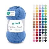 Gründl Wol Cotton Quick uni - wol om te haken van 100% katoen - wol om te breien - glanzend katoengaren 1 bol 50 g / 125 m - naalddikte 3-4 -oceaan