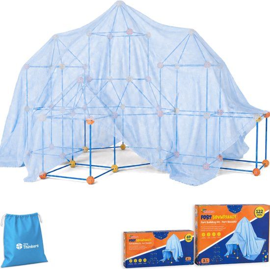 Tiny Thinkers Fort Bouwpakket Megabundel met 191 Onderdelen - Incl. Opbergzak & E-book - Constructiespeelgoed - Speeltent - Educatief speelgoed - Bouwspeelgoed - Hut Bouwen