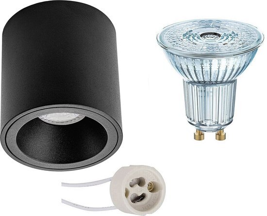 Osram Voordeelset - Opbouwspot Set - Parathom PAR16 930 36D - Pragmi Cliron Pro - GU10 Fitting - Dimbaar - Opbouw Rond - Mat Zwart - 5.5W - Warm Wit 3000K - Verdiept - Ã˜90mm