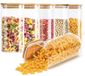 Omgoods - Ensemble de 6 bocaux en verre carrés avec couvercle en bois