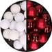 Merkloos / Sans marque Billiet - Vanlaere Kerstballen 36x stuks - 3 en 4 cm - wit en donkerrood - kunststof