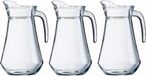 Gerimport Carafe à eau - 3x - pichet - verre - 1,3 litre - hauteur 22 cm