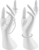 BYZESTY Shenzhen Haorui Industrial Technology Co., Ltd. Armband displaystandaard, 2-pack hand sieradenstandaard, mannequin hand, ringen displaystandaard sieraden displayhouder, vrouwelijk handmodel, sieradenhouder voor kettingen, ringen, armbanden (wit)